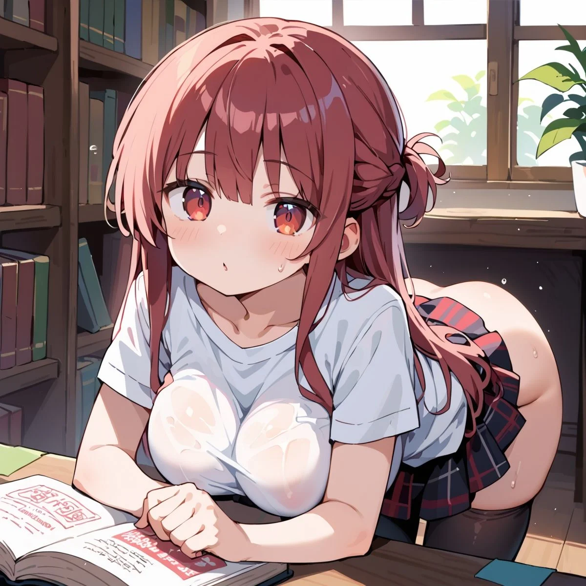 夏休み、図書館の静寂に溶ける2人の秘密page.9 画像1