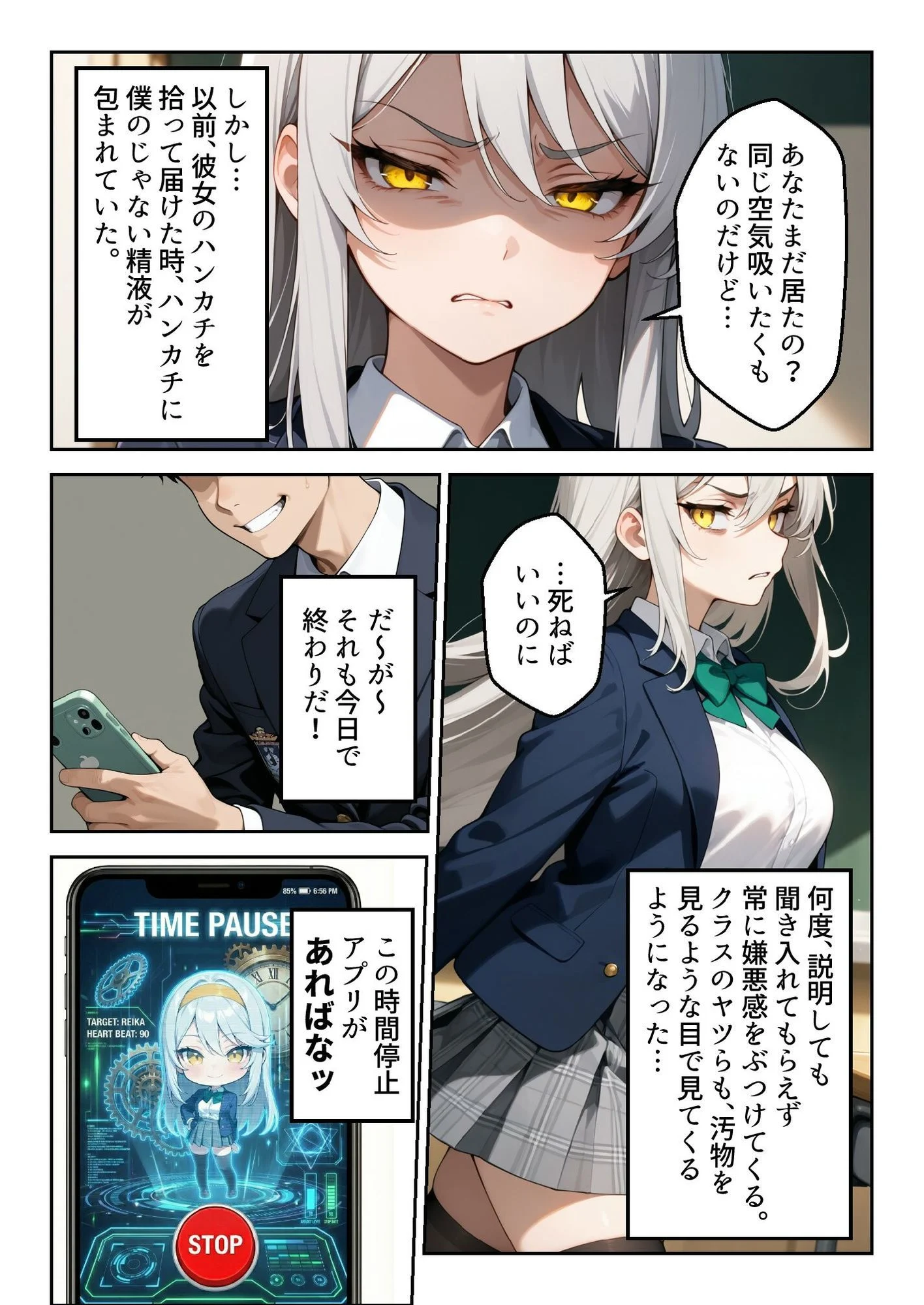 時間停止「汚物を見る目」で俺を蔑んだ生徒会長を10分間限定で性処理オナホに。 画像2