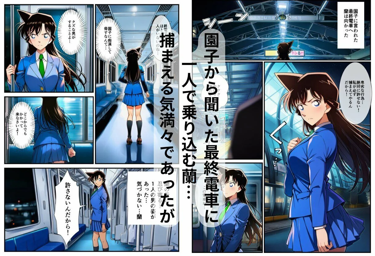 【痴●電車】制服の蘭姉ちゃんが脱がされてセックスする話 画像4