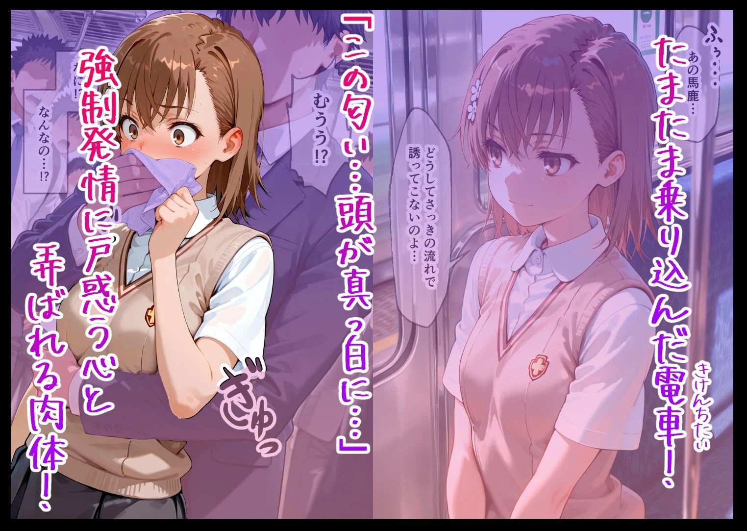 電車痴○堕ち  皆んな見てるなのに降りられない  各駅無視の快楽電車  前と後ろから責められて  学生編 画像1